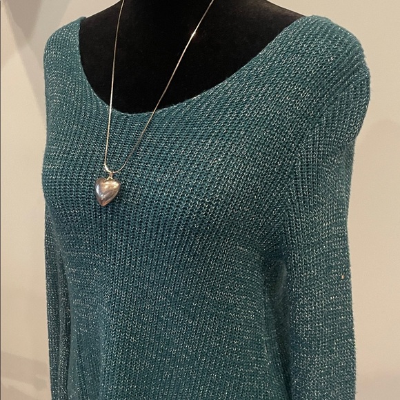Teal Knit Sweater with cut out back small - Picture 2 of 4